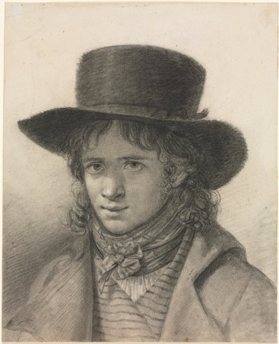 Zelfportret met een hoed, c. 1790 door Anne Louis Girodet de Roucy Trioson