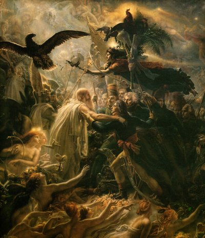 De Apotheose van Franse Helden Die Voor Het Land Stierven Tijdens De Oorlog Voor Vrijheid, Begin 19e eeuw door Anne Louis Girodet de Roucy Trioson