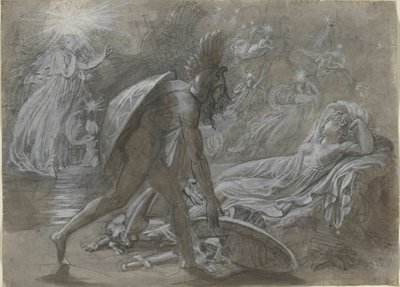 Fingal treurt om het lichaam van Malvina, uit Ossian