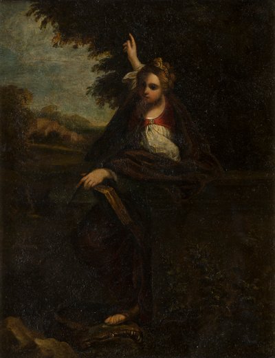St. Margaretha in een landschap: Een Sybil door Annibale (after) Carracci