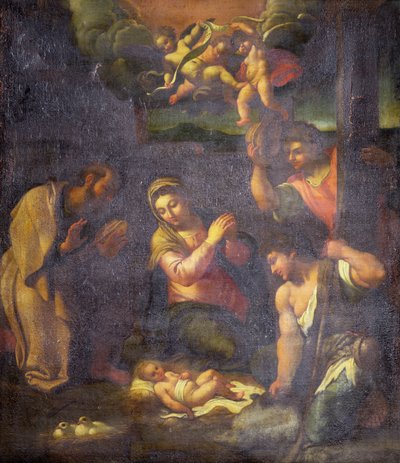 Aanbidding van de herders door Annibale (follower of) Carracci