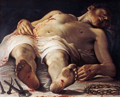 Dode Christus, door Annibale Carracci door Annibale Carracci