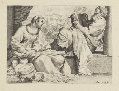 Heilige Familie met de jonge Johannes de Doper door Annibale Carracci
