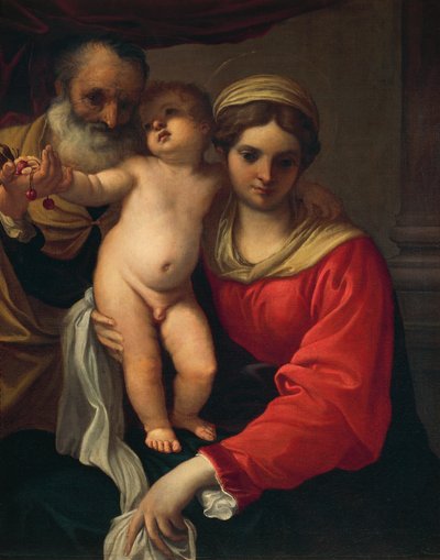 Heilige Familie of Madonna van de Kersen, ca 1593, door Annibale Carracci (1560-1609), olieverf op doek door Annibale Carracci