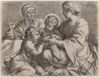 Madonna en Kind met Heiligen Elizabeth en Johannes de Doper door Annibale Carracci