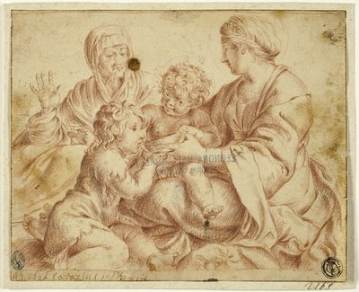 Madonna en Kind met Heiligen Elizabeth en Johannes de Doper door Annibale Carracci