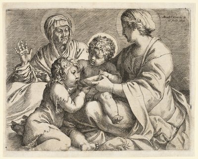 Madonna en Kind met Heiligen Elizabeth en Johannes de Doper door Annibale Carracci