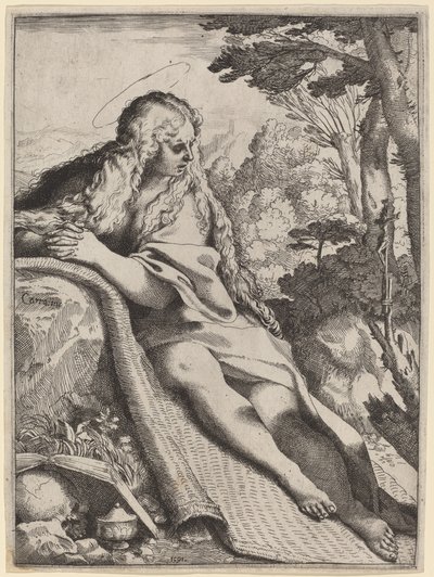 Maria Magdalena in de wildernis door Annibale Carracci