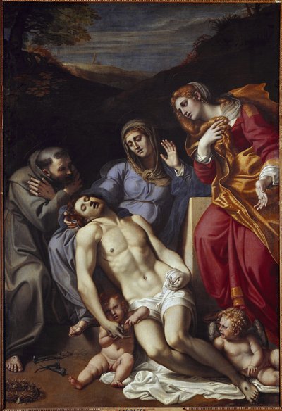 Pieta met Sint Maria Magdalena en Sint Franciscus door Annibale Carracci
