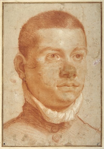 Portretkop van een jonge man (rode krijt) door Annibale Carracci