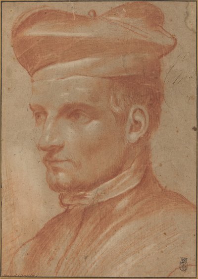 Portret van een Geestelijke met een Biretta door Annibale Carracci