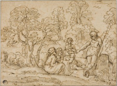 Johannes de Doper Preken door Annibale Carracci