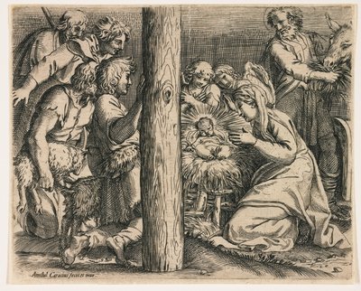 De aanbidding der herders door Annibale Carracci