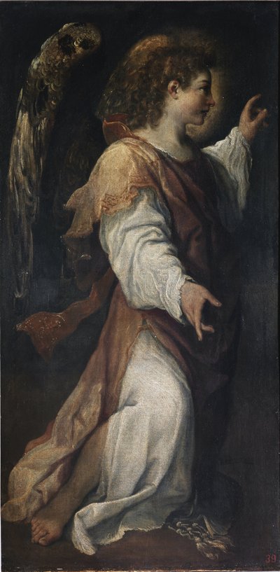 De engel van de annunciatie (detail) door Annibale Carracci