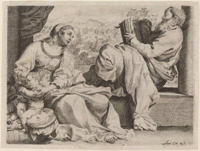 De Heilige Familie met Johannes de Doper door Annibale Carracci