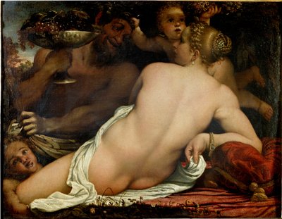 De bacchante, Venus, satyr en twee cupido