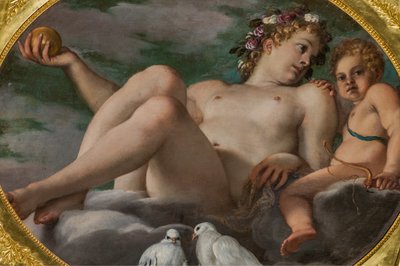 Venus en Cupido (detail) door Annibale Carracci