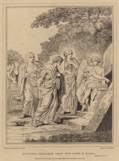 Een Engel Verklaart dat de Heer is Opgestaan door Annibale after Carracci