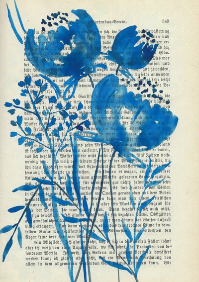 Blauwe aquarelplanten door Annick