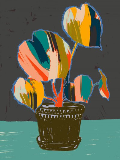 Kleurrijke abstracte plant door Annick