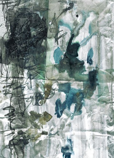 Verfrommeld blauwgroen abstract door Annick