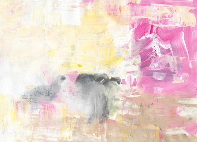 Roze Geel Abstracte Stroming door Annick