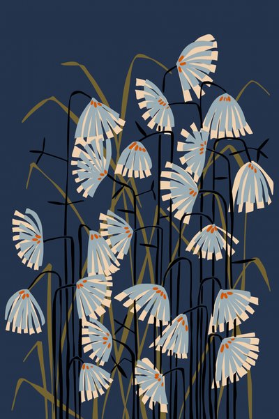 Gestileerde marineblauwe bloemen door Annick