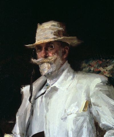 Portret van William Merritt Chase, Amerikaanse impressionistische schilder, ca. 1910 door Annie Traquair Lang