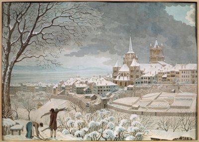 Lausanne in de sneeuw door Anonym