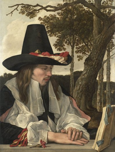 Een man die leest door Anonymous