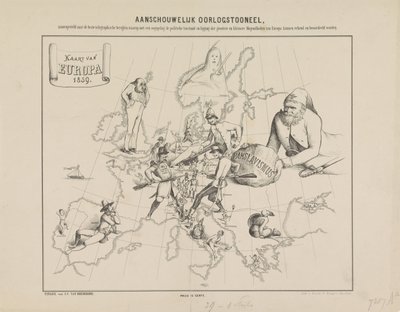 Aanschouwelijk Oorlogstooneel / Kaart van Europa in 1859 door Anonymous