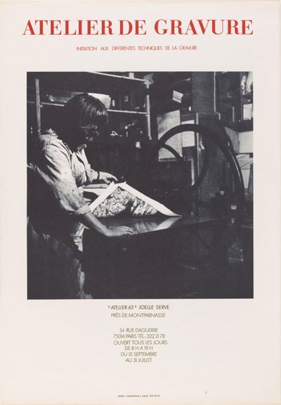 Affiche van drukkerij Atelier 63 te Parijs door Anonymous