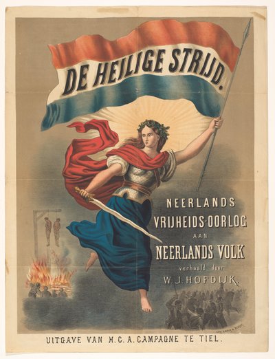 Affiche voor De Heilige Strijd door Willem Jacobszoon Hofdijk door Anonymous