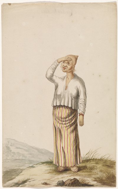 Albinovrouw met hand voor de ogen door Anonymous