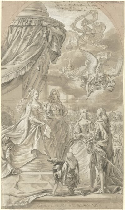 Allegorie op het huwelijk van aartshertogin Maria Anna van Oostenrijk en Karel Alexander van Lotharingen, 1744 door Anonymous