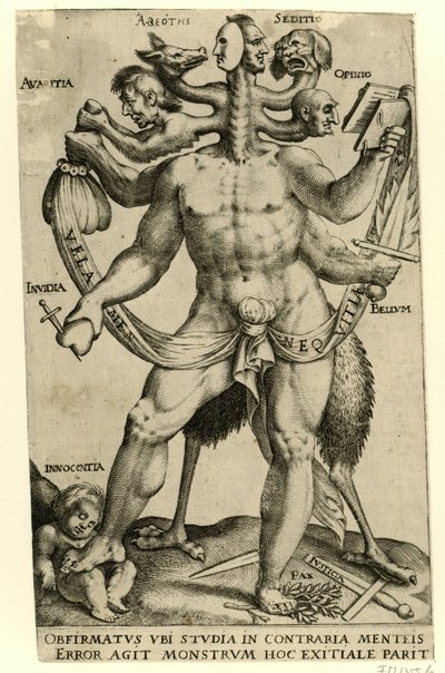 Allegorisch vijfkoppige monster door Anonymous