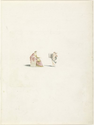 Amor presenteert een boek aan een muze door Anonymous