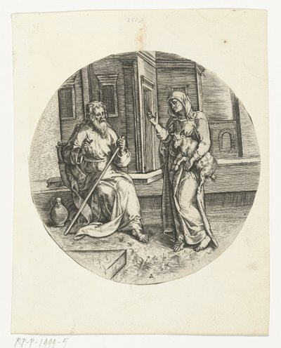 Anna brengt de blinde Tobit een bokje Verhaal van Tobias (serie titel) door Anonymous