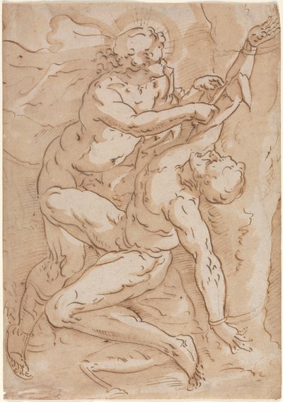 Apollo Villende Marsyas (recto) door Anonymous
