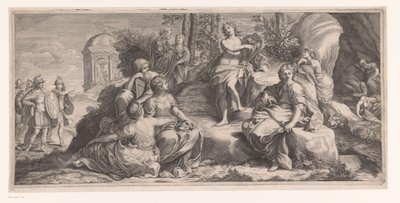 Apollo en de muzen met aankomende soldaten door Anonymous