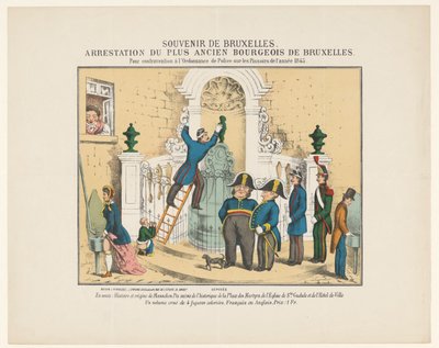 Arrestatie van Manneken Pis, 1845 door Anonymous