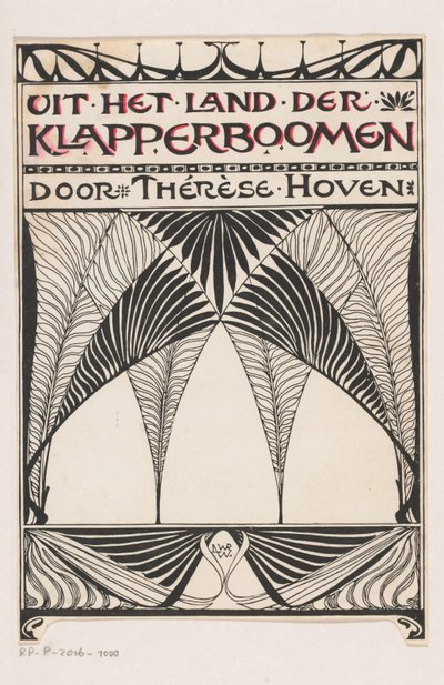 Bandontwerp voor: Thérèse Hoven, Uit het land der klapperboomen, 1897 door Anonymous