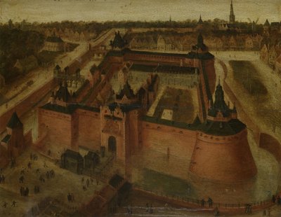 Vogelvlucht van het Vredenburg (Vredeborch) kasteel in Utrecht door Anonymous