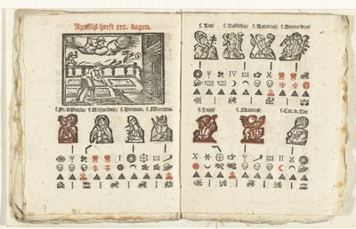 Bladzijden met de voorspelling voor de maand april, 1712 door Anonymous