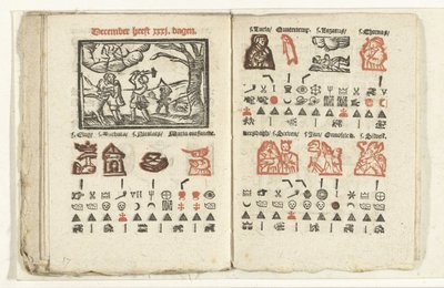 Bladzijden met de voorspelling voor de maand december, 1712 door Anonymous