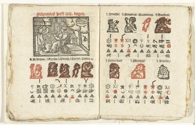 Bladzijden met de voorspelling voor de maand februari, 1712 door Anonymous