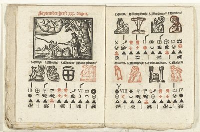 Bladzijden met de voorspelling voor de maand september, 1712 door Anonymous