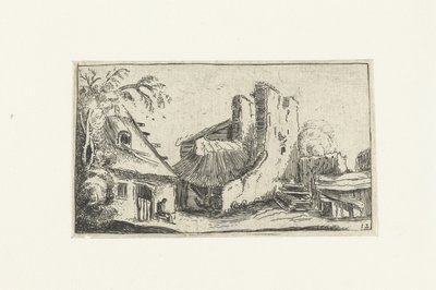 Boerderij bij ruïnes van een muur door Anonymous