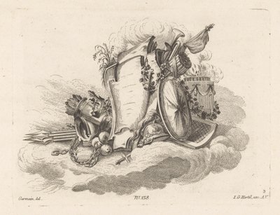 Cartouche met wapens door Anonymous