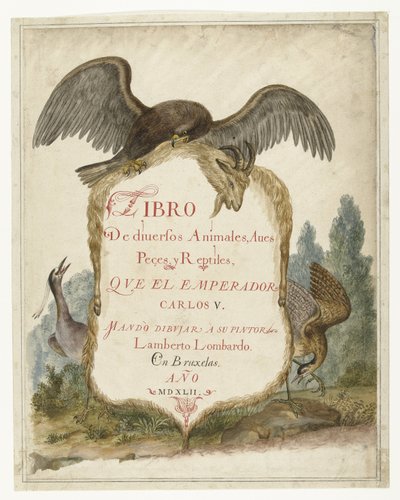 Cartouche opgehouden door een steenarend, kwak en roerdomp (Lombard album) door Anonymous